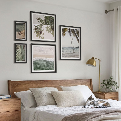 Conjunto de 5 quadros decorativos Harmonia entre praias tropicais e natureza