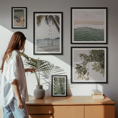 Conjunto de 5 quadros decorativos Harmonia entre praias tropicais e natureza