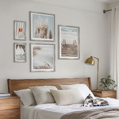 Conjunto de 5 quadros com moldura Vistas da praia e da natureza