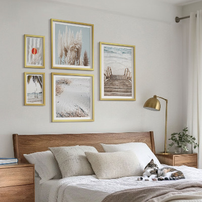 Conjunto de 5 quadros com moldura Vistas da praia e da natureza