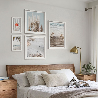 Conjunto de 5 quadros com moldura Vistas da praia e da natureza