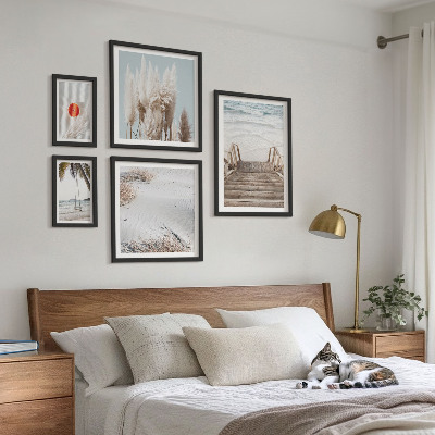 Conjunto de 5 quadros com moldura Vistas da praia e da natureza