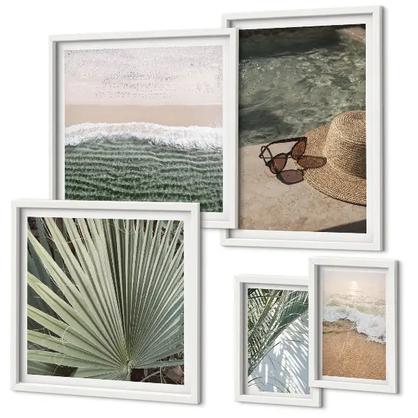 Galeria de parede com temas aquáticos elegantes para férias
