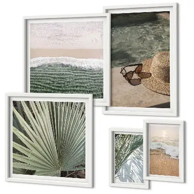 Galeria de parede com temas aquáticos elegantes para férias