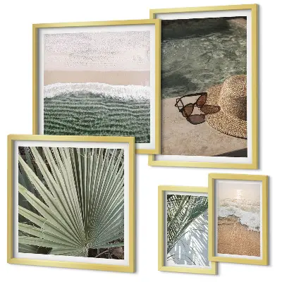 Galeria de parede com temas aquáticos elegantes para férias