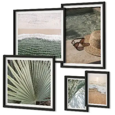 Galeria de parede com temas aquáticos elegantes para férias
