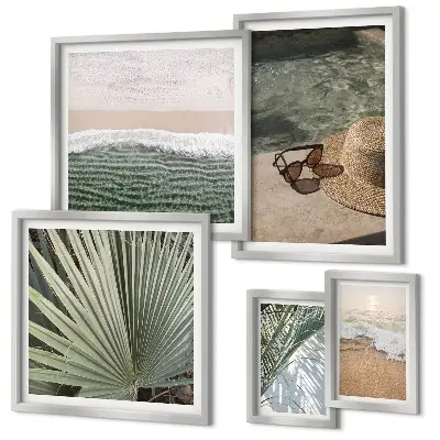 Galeria de parede com temas aquáticos elegantes para férias
