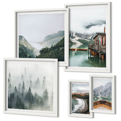 Parede galeria de quadros Paisagens montanhosas, casas, água