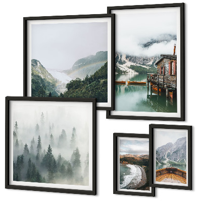 Parede galeria de quadros Paisagens montanhosas, casas, água