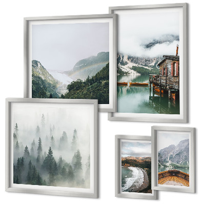 Parede galeria de quadros Paisagens montanhosas, casas, água