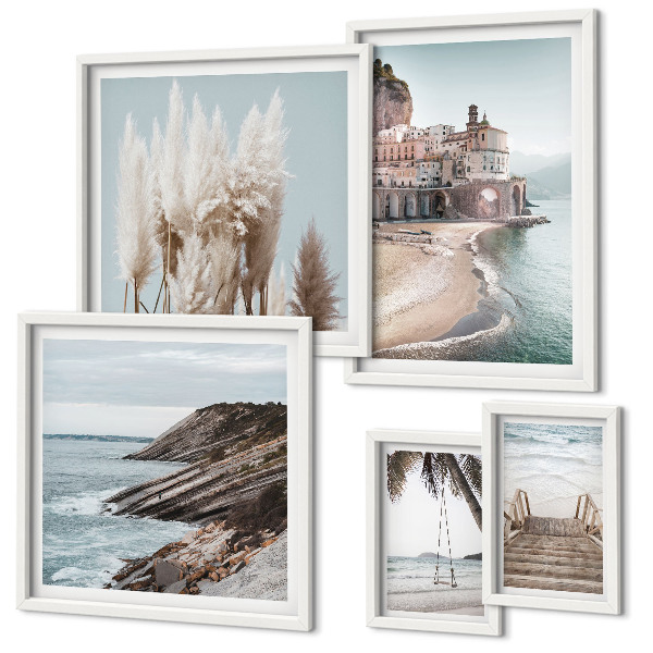 Conjunto de 5 quadros decorativos Vistas elegantes para o mar