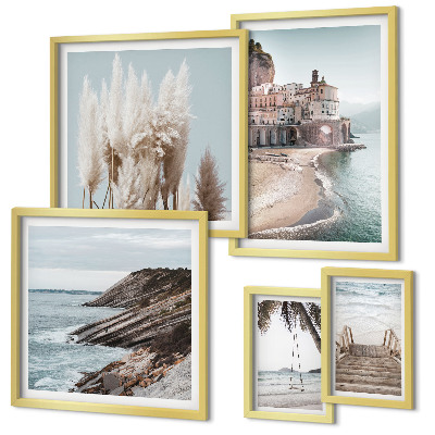 Conjunto de 5 quadros decorativos Vistas elegantes para o mar