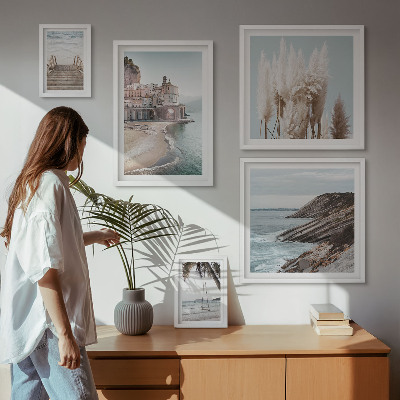 Conjunto de 5 quadros decorativos Vistas elegantes para o mar