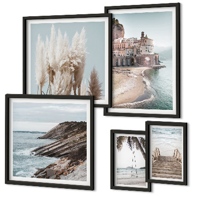 Conjunto de 5 quadros decorativos Vistas elegantes para o mar