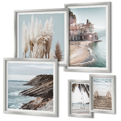 Conjunto de 5 quadros decorativos Vistas elegantes para o mar