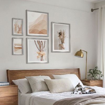 Conjunto de 5 quadros com moldura Paisagens de plantas boho estilosas