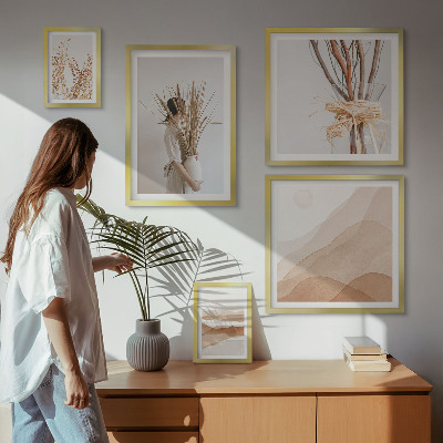 Conjunto de 5 quadros com moldura Paisagens de plantas boho estilosas