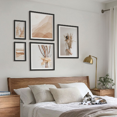 Conjunto de 5 quadros com moldura Paisagens de plantas boho estilosas