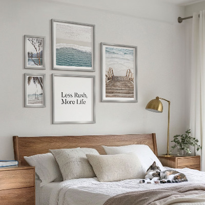 Conjunto de 5 quadros decorativos Praias, paz, vista para o mar