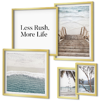 Conjunto de 5 quadros decorativos Praias, paz, vista para o mar