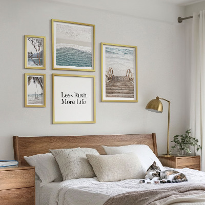 Conjunto de 5 quadros decorativos Praias, paz, vista para o mar