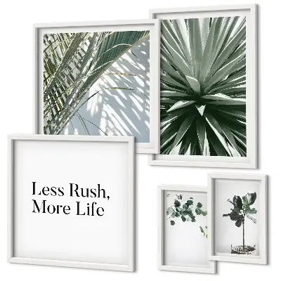 Galeria de parede com decoração moderna de folhas verdes