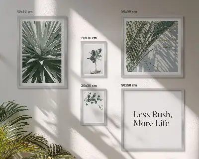 Galeria de parede com decoração moderna de folhas verdes