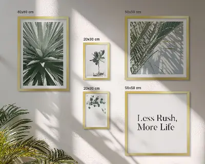 Galeria de parede com decoração moderna de folhas verdes
