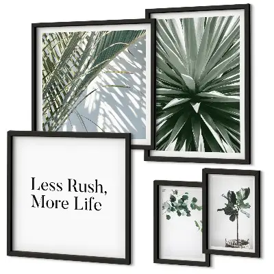 Galeria de parede com decoração moderna de folhas verdes