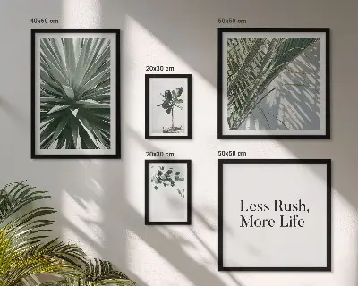 Galeria de parede com decoração moderna de folhas verdes