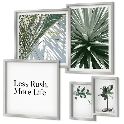 Galeria de parede com decoração moderna de folhas verdes