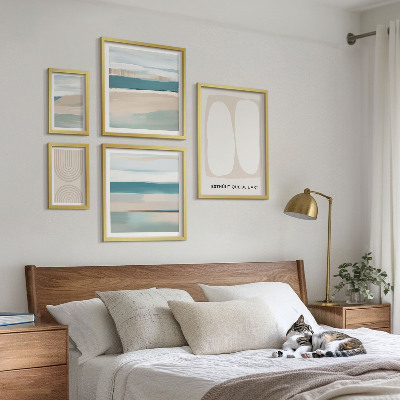 Conjunto de 5 quadros com moldura Composições abstratas da natureza