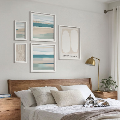 Conjunto de 5 quadros com moldura Composições abstratas da natureza