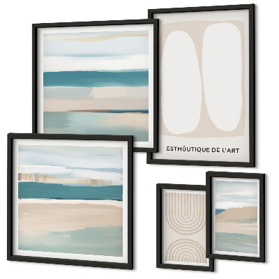 Conjunto de 5 quadros com moldura Composições abstratas da natureza