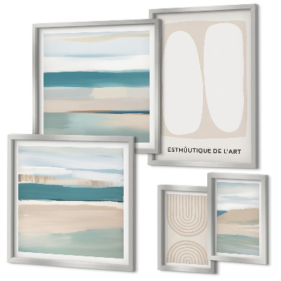 Conjunto de 5 quadros com moldura Composições abstratas da natureza