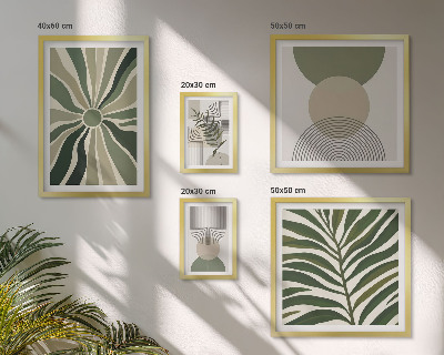 Parede galeria de quadros Gráficos elegantes com elementos verdes.