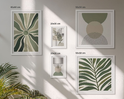 Parede galeria de quadros Gráficos elegantes com elementos verdes.