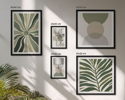 Parede galeria de quadros Gráficos elegantes com elementos verdes.