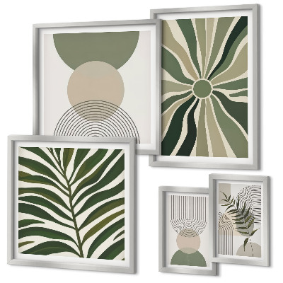 Parede galeria de quadros Gráficos elegantes com elementos verdes.