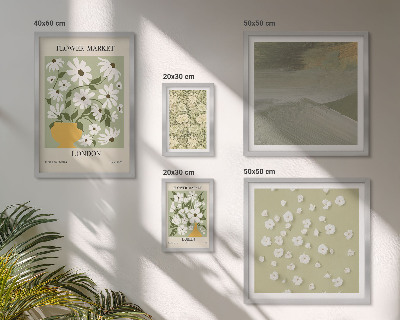 Conjunto de 5 quadros com moldura motivos florais urbanos