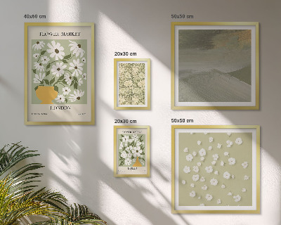 Conjunto de 5 quadros com moldura motivos florais urbanos