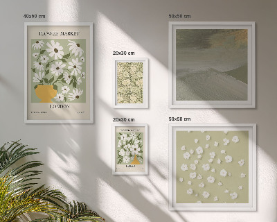 Conjunto de 5 quadros com moldura motivos florais urbanos