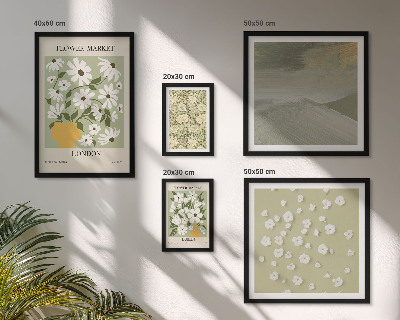 Conjunto de 5 quadros com moldura motivos florais urbanos