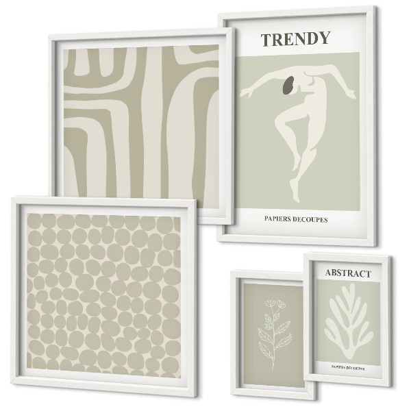 Conjunto de 5 quadros decorativos Gráficos abstratos elegantes em verde