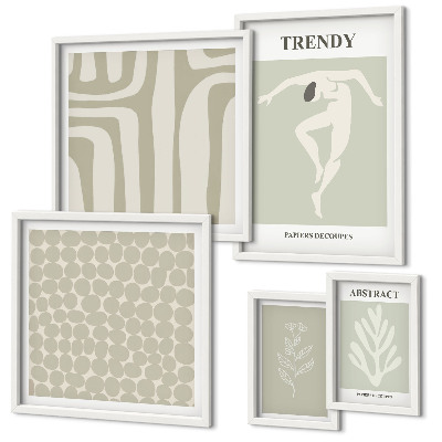 Conjunto de 5 quadros decorativos Gráficos abstratos elegantes em verde