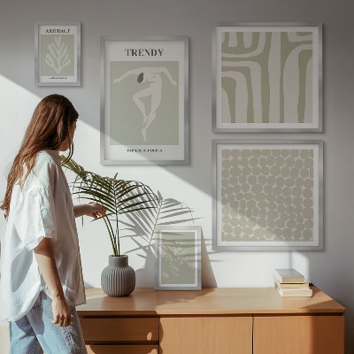 Conjunto de 5 quadros decorativos Gráficos abstratos elegantes em verde