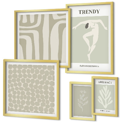 Conjunto de 5 quadros decorativos Gráficos abstratos elegantes em verde