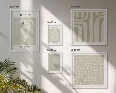 Conjunto de 5 quadros decorativos com estampas de gráficos abstratos elegantes em verde
