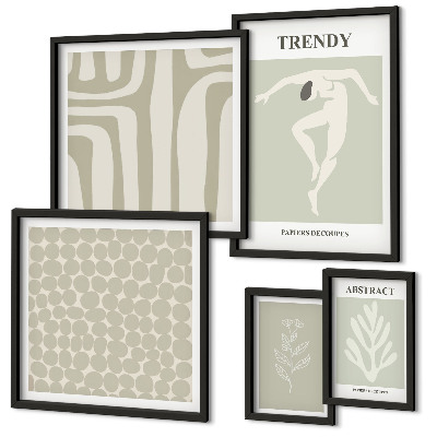 Conjunto de 5 quadros decorativos Gráficos abstratos elegantes em verde