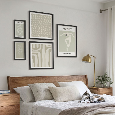 Conjunto de 5 quadros decorativos Gráficos abstratos elegantes em verde